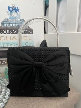 ✨🖤Black Bow Accent Top-Handle Bling Bag🖤✨NWT